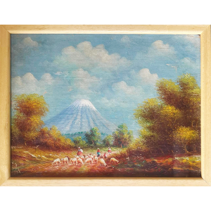 Оригинална картина на  Освалдо Монкайо "Тунгурауа - Еквадорските Анди" - 60-те - рамкирана
